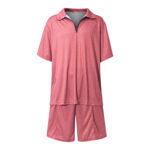 Ensemble de jogging d'été pour hommes : T-shirt à manches courtes et short 2 pièces respirant, grande taille, séchage rapide, couleur unie, sport décontracté - Product Image 2