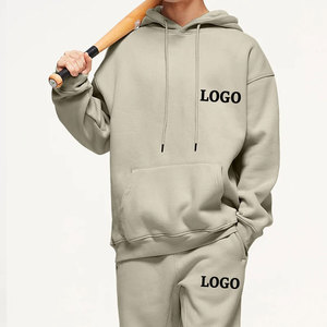 Survêtement uni 100% coton de haute qualité pour hommes en gros pull à capuche techniques brodées combinaison d'hiver avec poche - Product Image 3