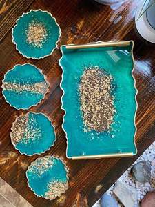 ถาดเสิร์ฟเรซินอีพ็อกซี่พร้อมดีไซน์ชายฝั่งและสีที่กำหนดเองสำหรับโรงแรมสำนักงานเครื่องดื่มติดผนัง - Product Image 3