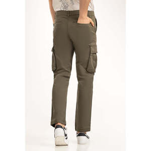 Pantalon droit pour homme, taille XL, MN-TRC-SS25-004, en coton tissé et élasthanne, couleur foncée, motif brodé, fermeture éclair, pantalon crayon - Product Image 3