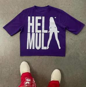 Camiseta de alta calidad de manga corta de algodón sólido holgado ajuste serigrafía camisetas transpirables - Product Image 1