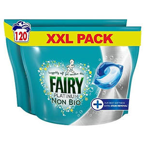 Fairy Non-Bio Platinum PODS, Comprimés/Capsules de détergent à lessive liquide de lavage, 120 lavages (60x2) avec élimination des taches supplémentaire - Product Image 5
