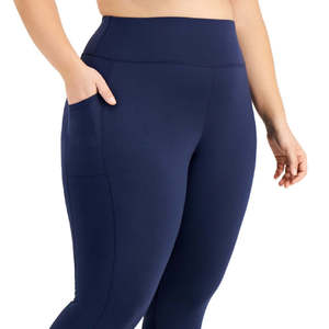 Leggings Crop da Donna ID Ideology Blu a Vita Alta Taglia 1X-XXL Traspiranti in Spandex/Nylon con Logo Personalizzato per Allenamento Attivo - Product Image 2