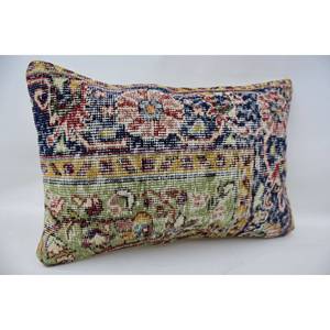 Multicolor Bohemian 16x24 Wool Kantha <b>Pillow</b> Vintage Embroidered Floral Print Woven Patchwork Decorative Cushion 18x18 Inch - Product Image 2