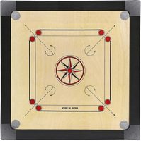 Table de Carrom Portable en Bois MDF Recyclé 93,5x93,5cm avec Lanceur Bull Dog – Écologique, Durable et Personnalisable