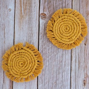 Posavasos de macramé bohemios hechos a mano, posavasos de té y café de diseño personalizado, producto de alta calidad de la India a precio mayorista - Product Image 3