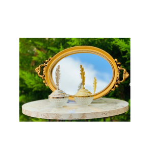 Plateau rond de service alimentaire avec poignées en métal couleur noire pour la maison hôtel et restaurant plateau de vaisselle - Product Image 4