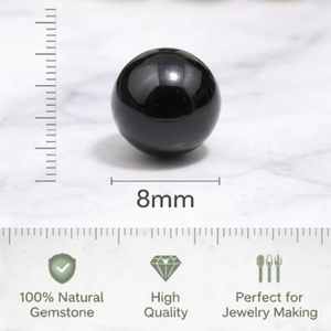 Perles de pierre précieuse onyx noir rondes de 8 mm en gros Beadsnfashion, fournitures de fabrication de bijoux DIY pour bracelets, colliers et boucles d'oreilles - Product Image 2