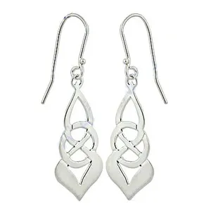 Pendientes colgantes con nudo celta chapados en oro de 18 quilates con diamantes para bodas y fiestas de mujer - Product Image 3
