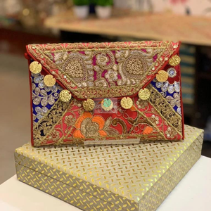 Banjara Embroidery Patch Sling Crossbody Clutch Bag Women Indian Wedding Favor Gift Rajasthani <b>Boho</b> <b>Handbag</b> Zari Sequin Handmade - Product Image 4