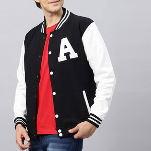แจ็กเก็ตเบสบอลของผู้ชายทำจากวัสดุระบายอากาศใส่สบายและมีตัวอักษรสีทึบดีไซน์ส่วนตัว - Product Image 2