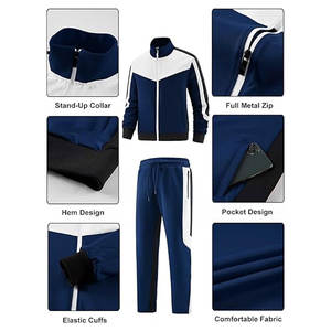 ชุดวอร์มมีฮู้ดสำหรับผู้ชาย, ชุดออกกำลังกายสองชิ้นใส่สบายเหมาะสำหรับใส่เล่นกีฬาแขนยาวใส่สบายเหมาะกับฤดูใบไม้ร่วงฤดูหนาว - Product Image 5