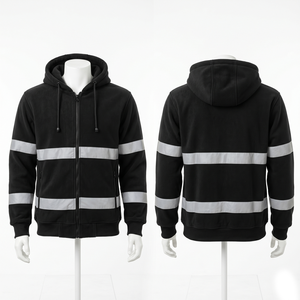 Sweat à capuche de travail pour homme, 320 GSM, polaire polyester, orange, avec panneau de sécurité réfléchissant, broderie personnalisée, impression de logo - Product Image 5
