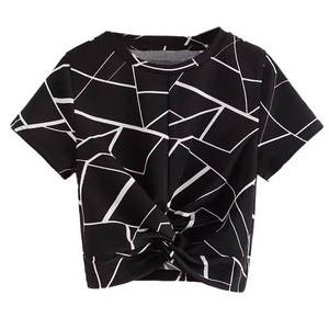 Tissus écologiques Gym Yoga entraînement col rond femmes fille mode jaune haut polyvalent ample haut court athlétique course - Product Image 1