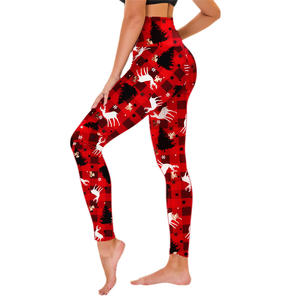 Venta al por mayor personalizado impreso Navidad Leggings Medias doble cepillado leche seda alta cintura Yoga Pantalones Leggings para las mujeres - Product Image 4