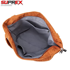 กระเป๋าถือ SUPREX Enterprises SE-109 ผ้าคอร์ดูรอยแบบสั่งทำพิเศษ ขนาดใหญ่ ป้องกันการโจรกรรมด้วยซิป กระเป๋าสะพายไหล่ลำลองสำหรับผู้หญิง ใช้สำหรับช้อปปิ้ง - Product Image 4