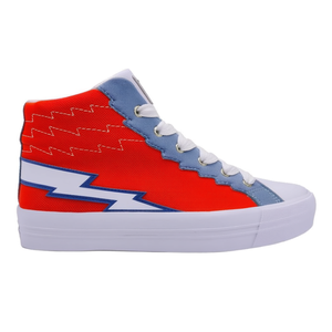 Chaussures de skateboard Khwela Hi - Tige en toile à lacets bleu clair/rouge style été - Product Image 2