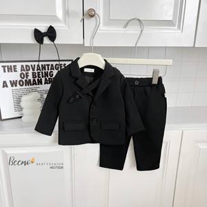 Traje de invierno Formal de 3 piezas de alta calidad para bebés, conjunto de cinturón cruzado con solapa para bebés de 1 a 7 años, recién llegado, ropa al por mayor - Product Image 6