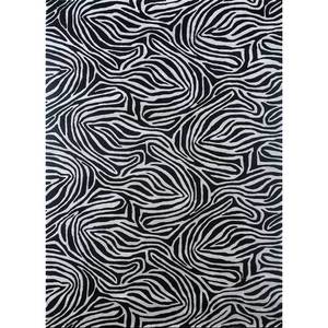 Tapis rectangulaire gris et noir en laine et viscose tufté à la main, motif animalier, épaisseur 10 mm, pour chambre d'adolescent, usage domestique et couloir - Tnq-951 - Product Image 1