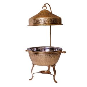 Antique Copper Hammered Round Chafing Dish With Stand Creative Steel Copper <b>Buffet</b> Food Warmer For Hotel Restaurant Events - Product Image 5