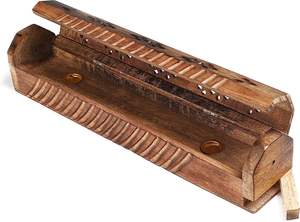 Wooden Coffin <b>Incense</b> Stick <b>Cone</b> <b>Burner</b> Holder Stand with Storage Compartment Ash Catcher Hand Carved <b>Incense</b> Stick Stand - Product Image 3