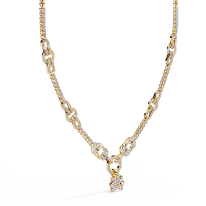 18K Gold Wedding <b>Necklace</b> with Lab Grown Round Diamond (Color <b>D</b>) for Women - Product Image 3