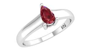 Anello di Fidanzamento Classico in Argento Sterling 925 con Rubino Naturale Taglio a Pera da 0,18 Carati - Product Image 4