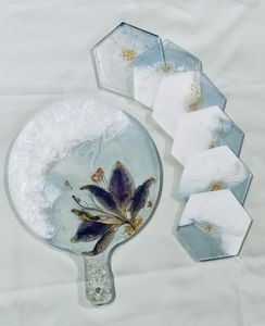 EFFECTS Sous-verres en résine de luxe faits à la main Tampons carrés de couleur personnalisables pour ensemble de Table de tapis de cuisine Meilleur prix - Product Image 4