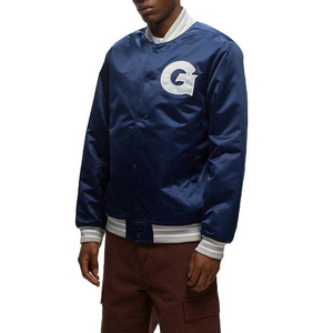 Collège porter veste en Satin personnalisée brodée Satin Baseball veste coupe-vent pas cher prix 100% Polyester grande taille hommes veste - Product Image 4