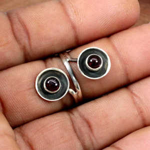 Romantic Geometric Pattern 92.5 <b>Sterling</b> <b>Silver</b> Men's <b>Ring</b> Garnet Gemstone <b>Set</b> Turquoise Fine Jewelry Plated Rhodium Platinum - Product Image 3