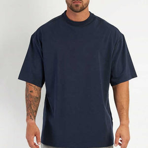 เสื้อทีเชิ้ตผู้ชายผ้าฝ้าย100% หรูไหล่ปล่อยชายพิมพ์ลายโลโก้ - Product Image 1