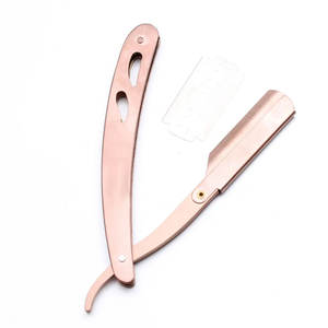 Rasoir pliant professionnel en acier inoxydable coupe-barbier à bord droit pour le rasage du bikini du corps du visage avec support sécurisé - Product Image 6