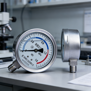 100mm 4인치 올 스테인리스 스틸 액체 충전 압력 게이지 0-16 바 232 PSI 마노미터 충격 방지 IP65 1/2 NPT 하부 장착 M20 - Product Image 4