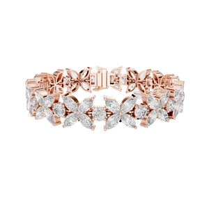 กำไลข้อมือเพชรทรงดอกไม้ 14.05 กะรัต เพชร CVD คุณภาพ VVS-VS-EF ทอง 18KT, 14KT, 10KT และเงิน 925  โมอิสซาไนต์ และเพชรทรงบริลเลียนท์ - Product Image 1