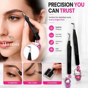 Pinzas para Pestañas Hello Kitty de Acero Inoxidable con Punta Curva, Agarre Antideslizante de Precisión, Uso Profesional en Salón, Alta Calidad - Product Image 5