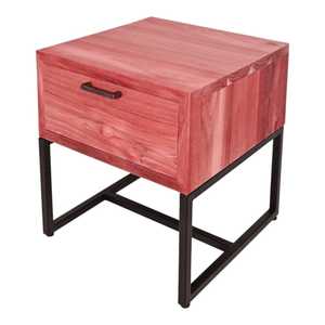 Modern Solid Wood <b>Bedside</b> <b>Table</b> with <b>Black</b> Metal Frame and Drawer for Small Spaces Home Furniture General Living Room Use - Product Image 3