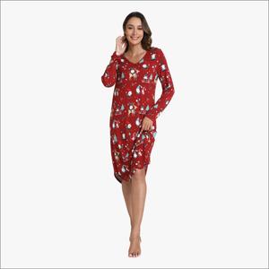 Custom <b>Christmas</b> <b>Women</b> <b>Dress</b> Printed Loungewear Pajama Sets For <b>Women</b> Home Wear Long <b>Dress</b> - Product Image 1