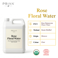 Eau florale biologique pure PrivaOil Rosa Damascena en vrac, Hydrolat certifié USDA Ecocert, Agadir Maroc, pour cosmétiques, vente en gros