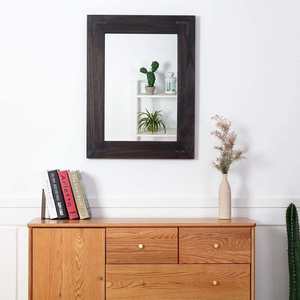 Modern Wooden <b>Framed</b> Wall <b>Mirror</b> Natural <b>Wood</b> Bathroom Vanity for Hotel and Home Decor - Product Image 2