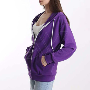 New Design Winter Women's Fleece Zipper-<b>Up</b> Hoodies Front Logo Soft Cotton Polyester Blend Breathable Active Lifestyle Fashion - Product Image 2