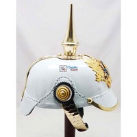 Casque en cuir allemand Pickelhaube, casque de la Garde Prussienne, accessoires de la Première Guerre mondiale, fabrication artisanale, laiton, Tanishka Exports, doublure intérieure de 59 cm