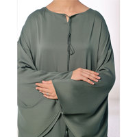 Robe Abaya Musulmane Simple et Modeste en Tricot Brodé à Manches Longues pour Femme, Couleur Personnalisable, Boutons Décontractés, Couleur Unie, Vente en Gros