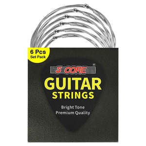 5 Core Electric Guitar <b>Strings</b> for 6 <b>String</b> Guitars Nickel Plated Steel Extra <b>Light</b> Gauge 6 Pcs Set Bright Tone Premium Quality - Product Image 1