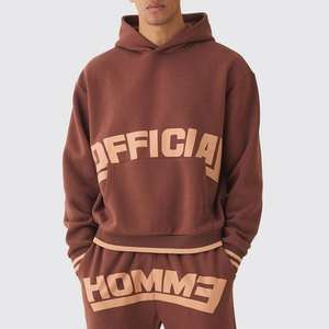 Ensemble survêtement streetwear surdimensionné pour homme, personnalisé par le fabricant, sweat-shirt à capuche et pantalon de survêtement évasé, ensemble deux pièces imprimé à l'écran - Product Image 6