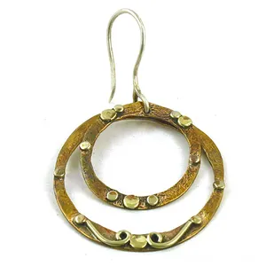Pendientes de Aro Circulares de Latón Estilo Bohemio Hechos a Mano para Mujer, Joyería de Moda - Product Image 2