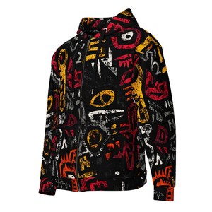 Sweat-shirt à capuche zippé surdimensionné pour homme, personnalisé, entièrement imprimé, en polaire 100 % polyester épais 300 g/m², respirant et écologique - Product Image 6