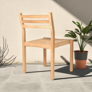 Chaise empilable en bois massif de style artisanal japonais Construction durable Java Teck Jardin Patio Salle à manger Piscine Fauteuils - Product Image 4