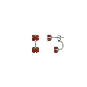 Premium Real Pure 925 Sterling Silver High Finish Natural Garnet Rough Shape Trendy Butterfly Lock <b>Stud</b> Earring Wedding Party - Product Image 1