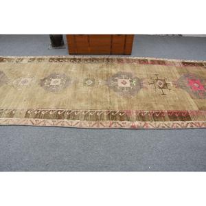 พรมตุรกีขนาด 4.1x14.1 ฟุต, พรมวินเทจแบบยาว, พรมสีน้ำตาลชมพูสไตล์ตะวันตกเฉียงใต้ - Product Image 3