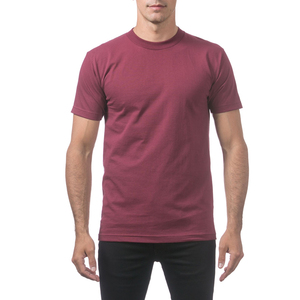 เสื้อยืดคอกลมสีทึบสำหรับผู้ชายเสื้อยืดพิมพ์โลโก้ตามสั่งสีแดงเข้ม - Product Image 5